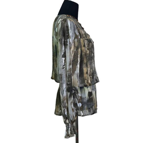 Mushka by Sienna Rose sheer embellished V-Neck Long Sleeve Blouson size S - Picture 5 of 15